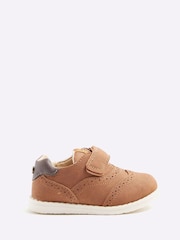 River Island Brown Boys Brogue Velcro Shoes - Image 1 of 4