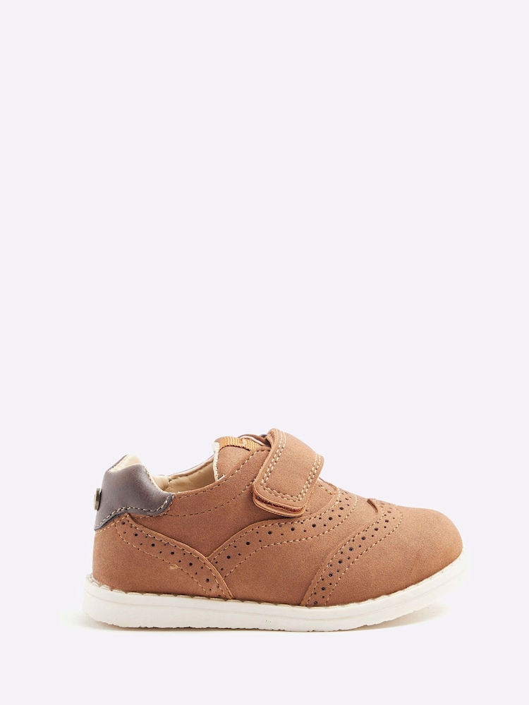 River Island Brown Boys Brogue Velcro Shoes - Image 1 of 4