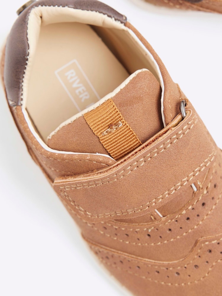 River Island Brown Boys Brogue Velcro Shoes - Image 4 of 4
