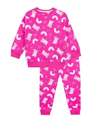 Character Pink 100% Cotton Peppa Pig Rainbow Aop Sweatshirt and Joggers Set - Image 1 of 4
