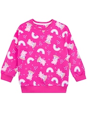 Character Pink 100% Cotton Peppa Pig Rainbow Aop Sweatshirt and Joggers Set - Image 2 of 4