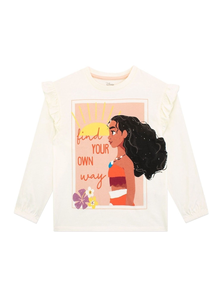 Character Cream Moana ‘Find Your Own Way’ 100% Cotton Long Sleeve Top and Legging Set - Image 2 of 5