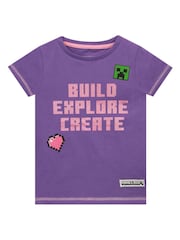 Character Purple Minecraft Build Explore Create T-Shirt and Leggings Set - Image 2 of 5