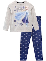 Character Grey Frozen 2 Long Sleeve Top & Leggings Elsa Snowflakes - Image 1 of 6