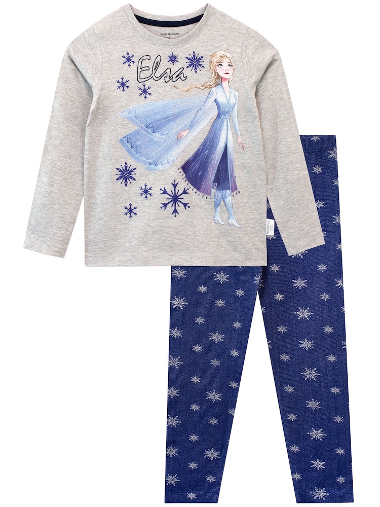 Character Grey Frozen 2 Long Sleeve Top & Leggings Elsa Snowflakes - Image 1 of 6