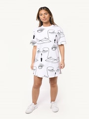 Brand Threads White Bouffants & Broken Hearts T-Shirt Dress - Image 1 of 5