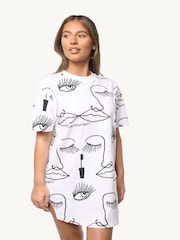Brand Threads White Bouffants & Broken Hearts T-Shirt Dress - Image 2 of 5