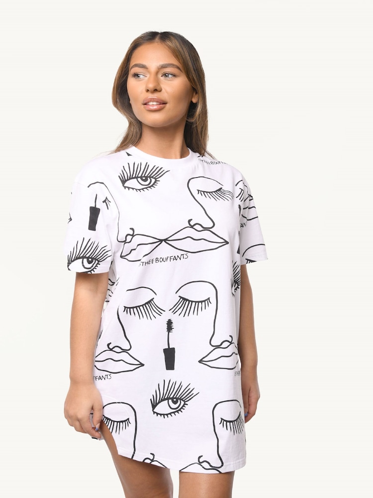 Brand Threads White Bouffants & Broken Hearts T-Shirt Dress - Image 2 of 5