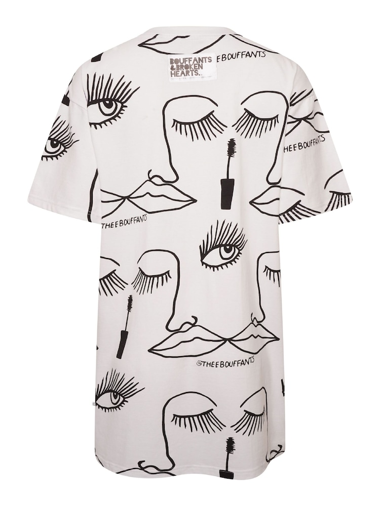 Brand Threads White Bouffants & Broken Hearts T-Shirt Dress - Image 5 of 5