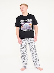 Brand Threads Black Mens Star Wars The Mandolorian 100% Cotton Pyjamas Set - Image 1 of 4