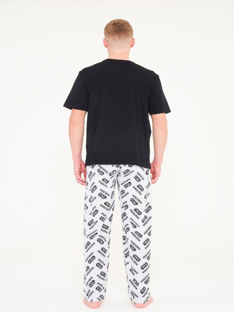 Brand Threads Black Mens Star Wars The Mandolorian 100% Cotton Pyjamas Set - Image 2 of 4