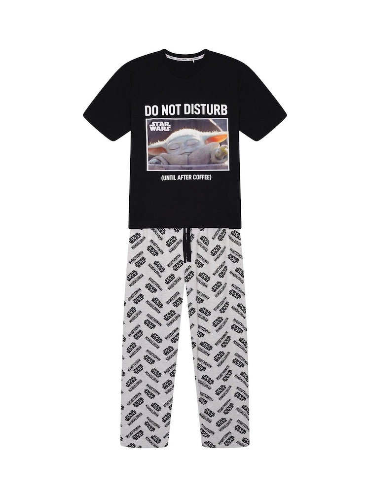 Brand Threads Black Mens Star Wars The Mandolorian 100% Cotton Pyjamas Set - Image 3 of 4