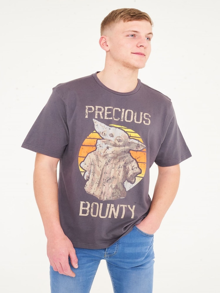 Brand Threads Grey Mens BCI Disney Baby Yoda T-Shirt - Image 1 of 4