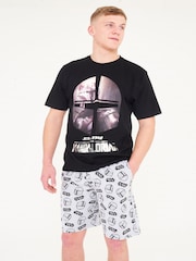 Brand Threads Black Star Wars Mandalorian Mens Short Pyjama Set - Image 1 of 9
