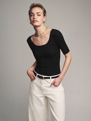 The Set Black/Grey/White 3 Pack Ribbed Scoop Neck Bodysuits - Image 1 of 12