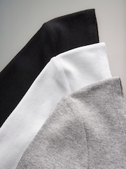 The Set Black/Grey/White 3 Pack Ribbed Scoop Neck Bodysuits - Image 12 of 12
