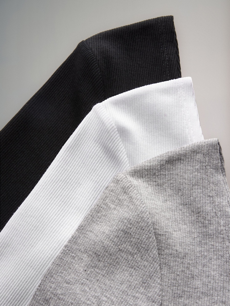 The Set Black/Grey/White 3 Pack Ribbed Scoop Neck Bodysuits - Image 12 of 12