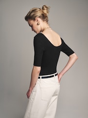 The Set Black/Grey/White 3 Pack Ribbed Scoop Neck Bodysuits - Image 8 of 12