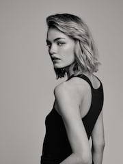 The Set Black/Taupe Brown/White 3 Pack Ribbed Racer Vests - Image 4 of 9