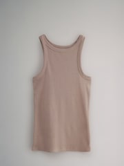 The Set Black/Taupe Brown/White 3 Pack Ribbed Racer Vests - Image 7 of 9