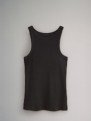 The Set Black/Taupe Brown/White 3 Pack Ribbed Racer Vests - Image 8 of 9
