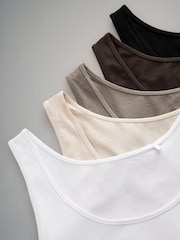 The Set Black/Brown/Neutral/Nude/White 5 Pack Scoop Neck Vests - Image 13 of 13