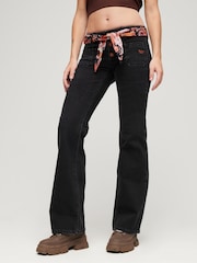 Superdry Black Slim Cotton Vintage Low Rise Flare Jeans - Image 1 of 6