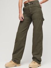 Superdry Green Wide Carpenter Trousers - Image 1 of 6