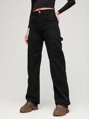Superdry Black Wide Carpenter Trousers - Image 1 of 6