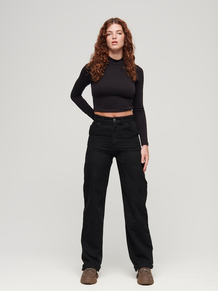 Superdry Black Wide Carpenter Trousers - Image 2 of 6