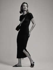 The Set Black/Grey/Khaki Green 3 Pack Ribbed Short Sleeve Bodycon Dress - Image 1 of 8