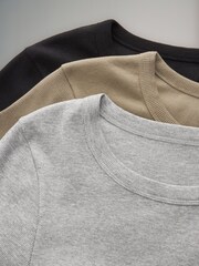 The Set Black/Grey/Khaki Green 3 Pack Ribbed Short Sleeve Bodycon Dress - Image 8 of 8