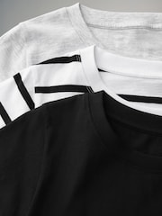 The Set Black/Grey/White Stripe 3 Pack 100% Cotton Short Sleeve T-Shirt Dresses - Image 8 of 8