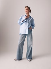 The Set Blue/White Stripe 2 Pack Relaxed Oxford Shirts - Image 4 of 7