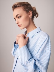 The Set Blue/White Stripe 2 Pack Relaxed Oxford Shirts - Image 6 of 7