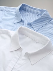 The Set Blue/White Stripe 2 Pack Relaxed Oxford Shirts - Image 7 of 7