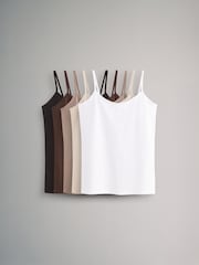 The Set Black/Nude/White 5 Pack Thin Strap Vest Tops - Image 1 of 12