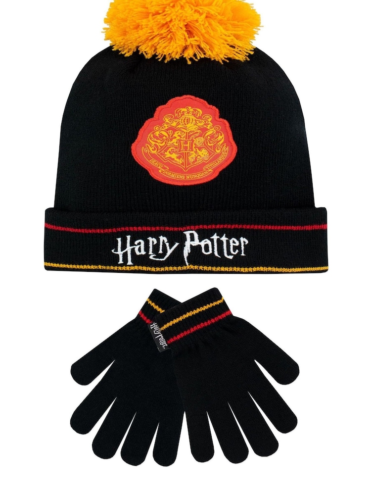 Character Black Harry Potter Winter Hat and Gloves Set - Image 1 of 3