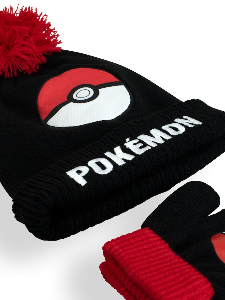 Character Black Pokemon Winter Hat and Gloves Set - Image 4 of 4