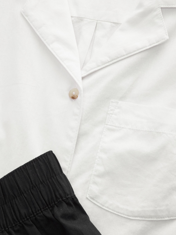 The Set Black/White 2 Pack 100% Cotton Button Through Short Pyjamas - Image 13 of 13