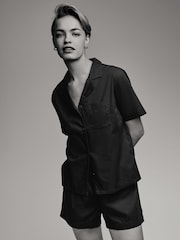 The Set Black/White 2 Pack 100% Cotton Button Through Short Pyjamas - Image 2 of 13