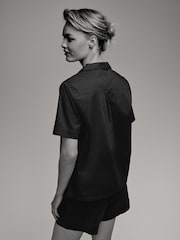 The Set Black/White 2 Pack 100% Cotton Button Through Short Pyjamas - Image 4 of 13