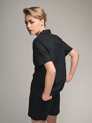 The Set Black/White 2 Pack 100% Cotton Button Through Short Pyjamas - Image 7 of 13