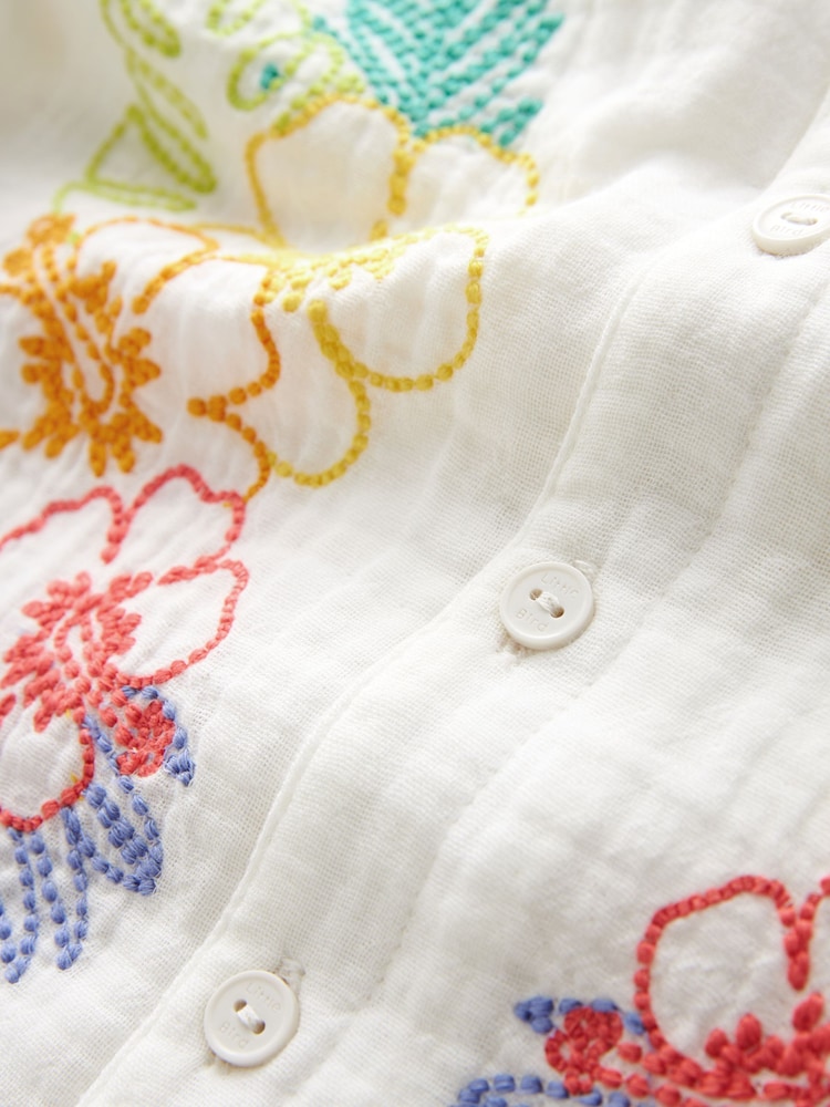 Little Bird by Jools Oliver Cream 100% Cotton Colourful Hawaiian Shirt - Image 9 of 9