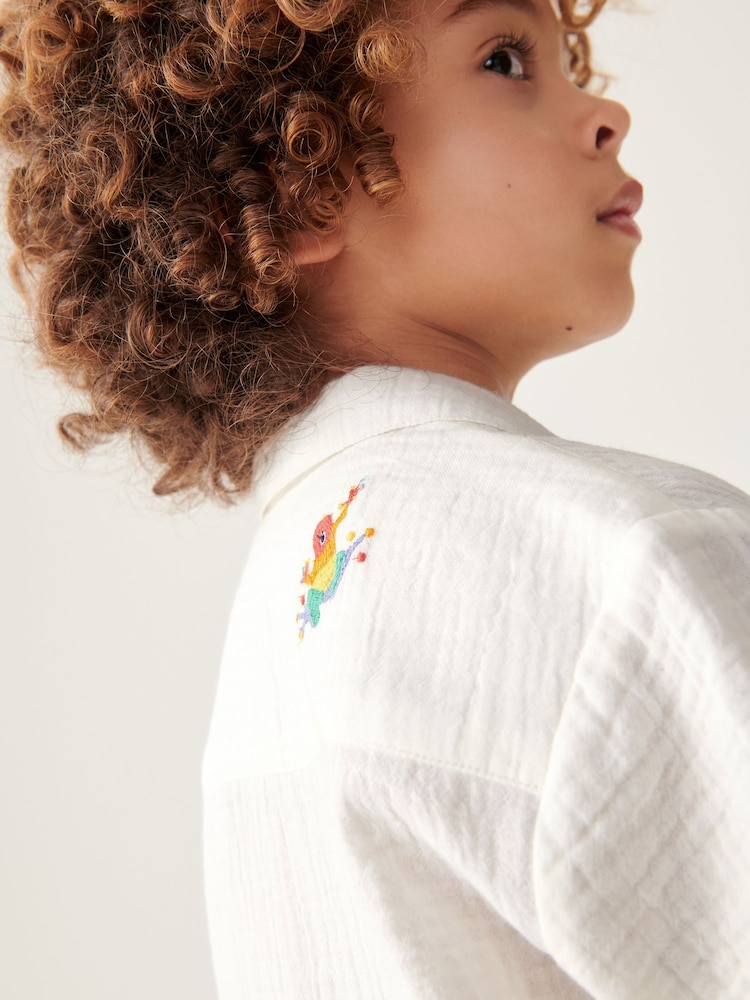 Little Bird by Jools Oliver Cream 100% Cotton Colourful Hawaiian Shirt - Image 1 of 9
