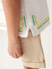 Little Bird by Jools Oliver Cream 100% Cotton Colourful Hawaiian Shirt - Image 3 of 9