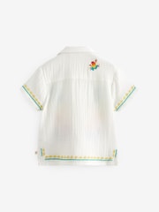 Little Bird by Jools Oliver Cream 100% Cotton Colourful Hawaiian Shirt - Image 4 of 9
