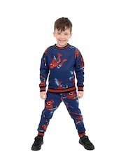 Character Blue Spiderman 100% Cotton Sweatshirt & Joggers Set - Image 9 of 9