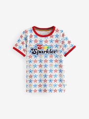 Little Bird by Jools Oliver Red Short Sleeve Raglan Super Sparkler Celebration T-Shirt - Image 1 of 6