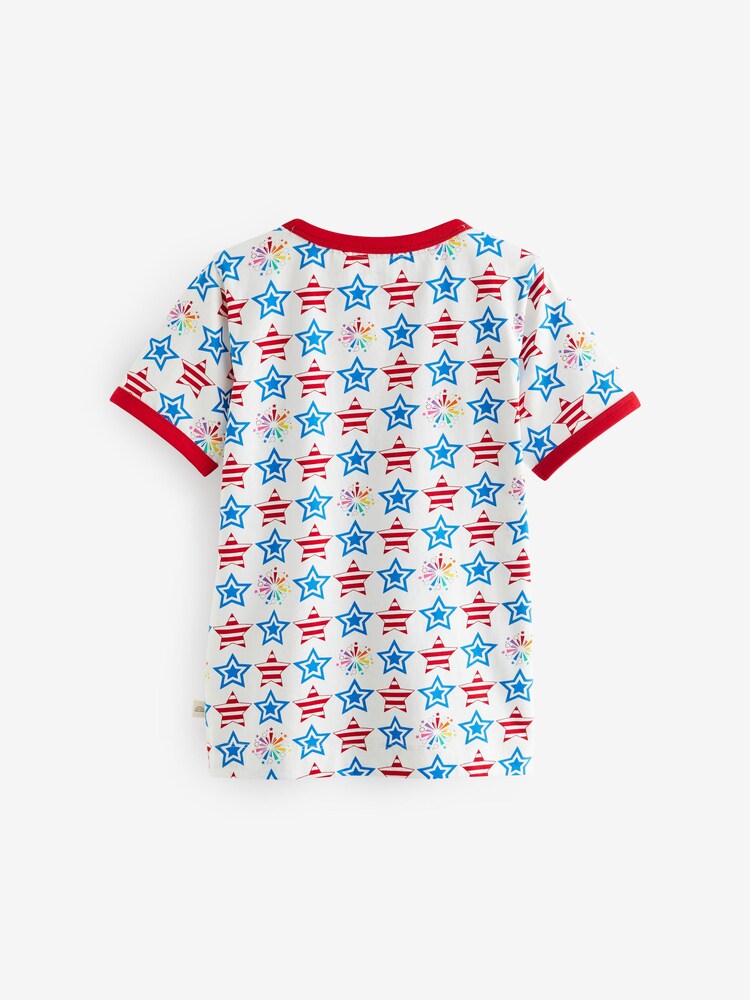Little Bird by Jools Oliver Red Short Sleeve Raglan Super Sparkler Celebration T-Shirt - Image 2 of 6